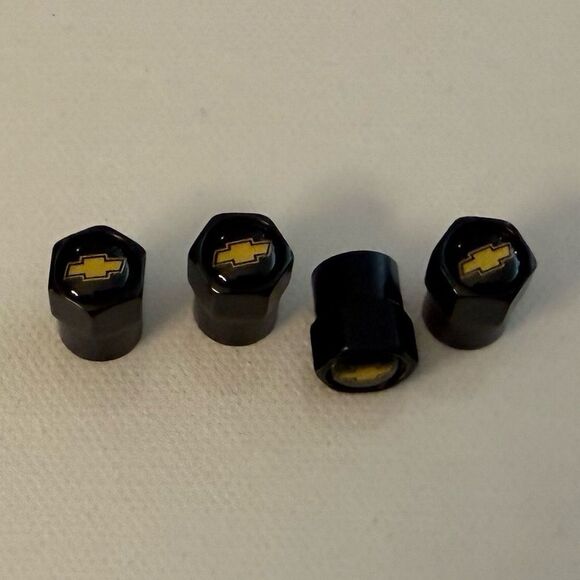 Chevrolet Valve Stem Caps in Black Set of 4 NWT - Picture 3 of 4